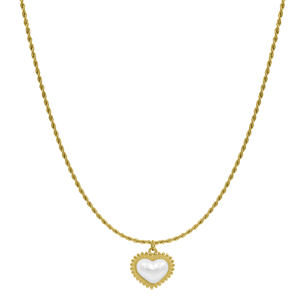 Perlmutt Heart Kette 18K Vergoldet