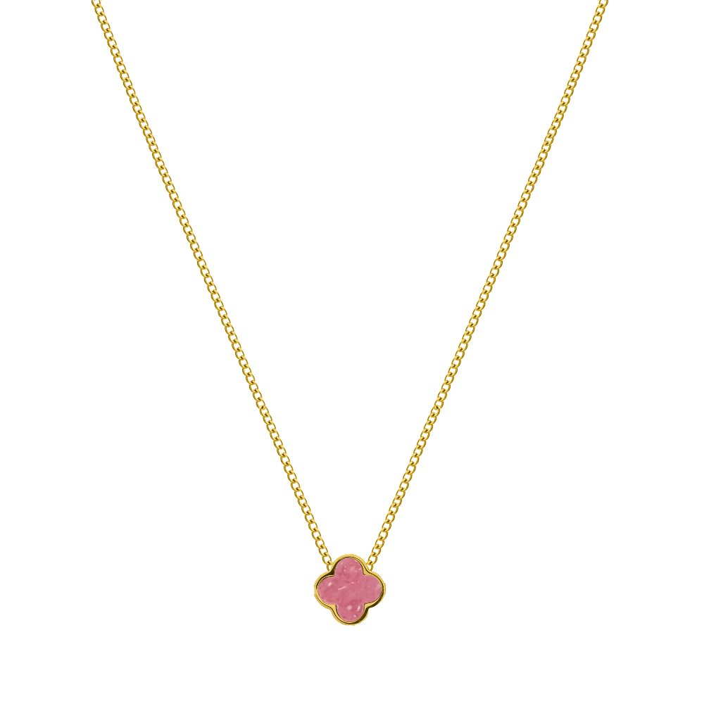 Pink Marmor Classic Clover Kette 2.0 18K Vergoldet