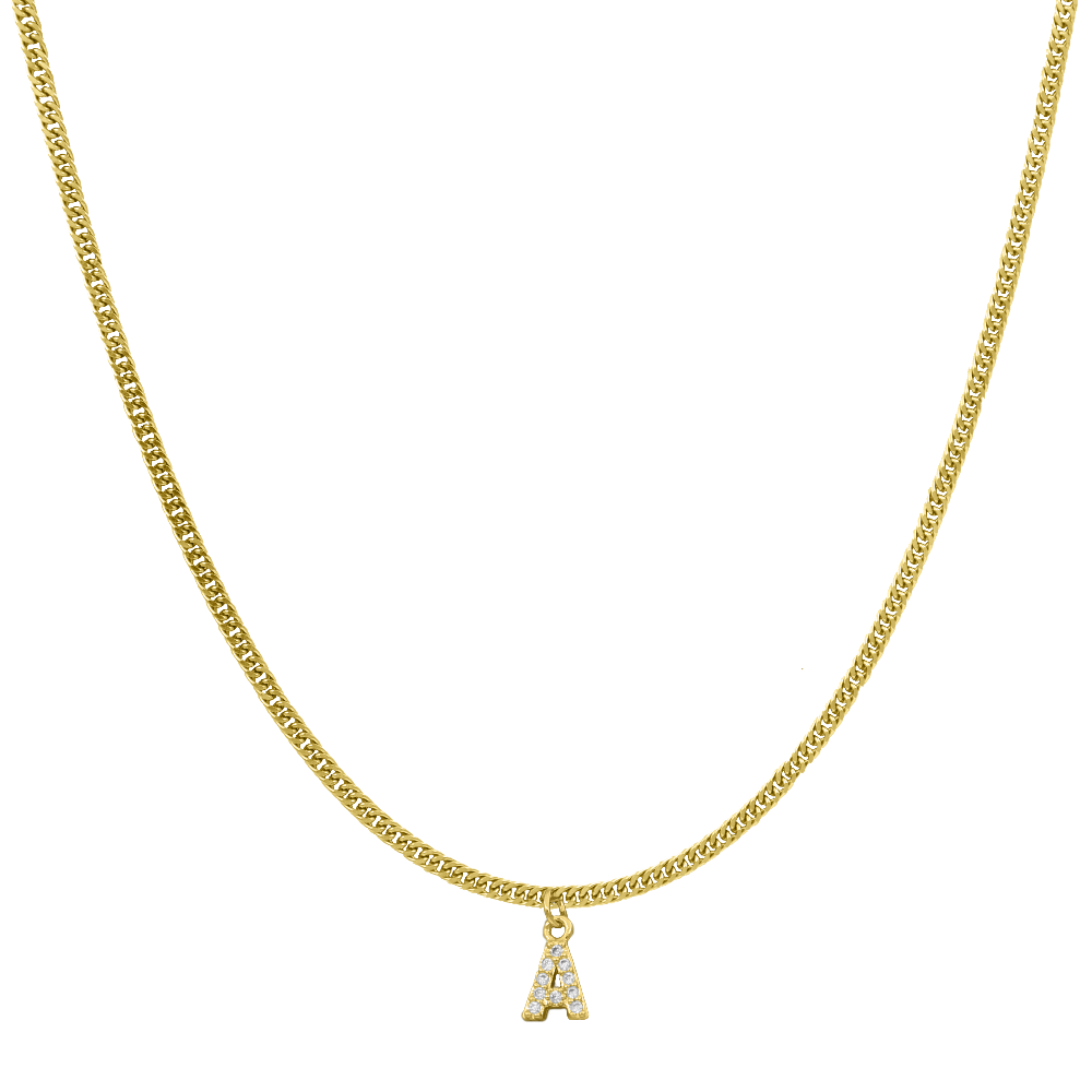 Basic Mini Diamond Letter Kette 14K Vergoldet