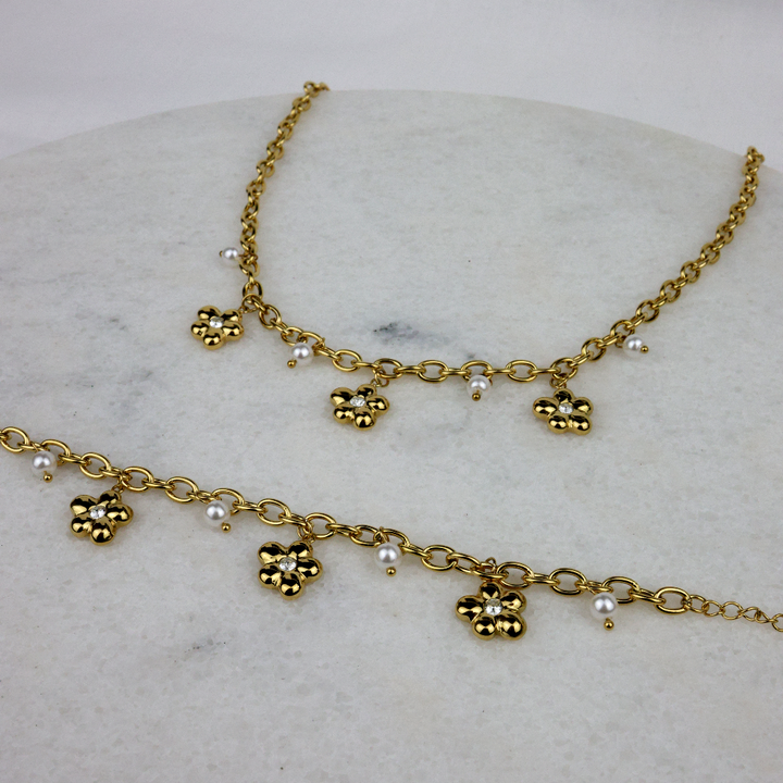 Flower Charm Armband 14K Vergoldet