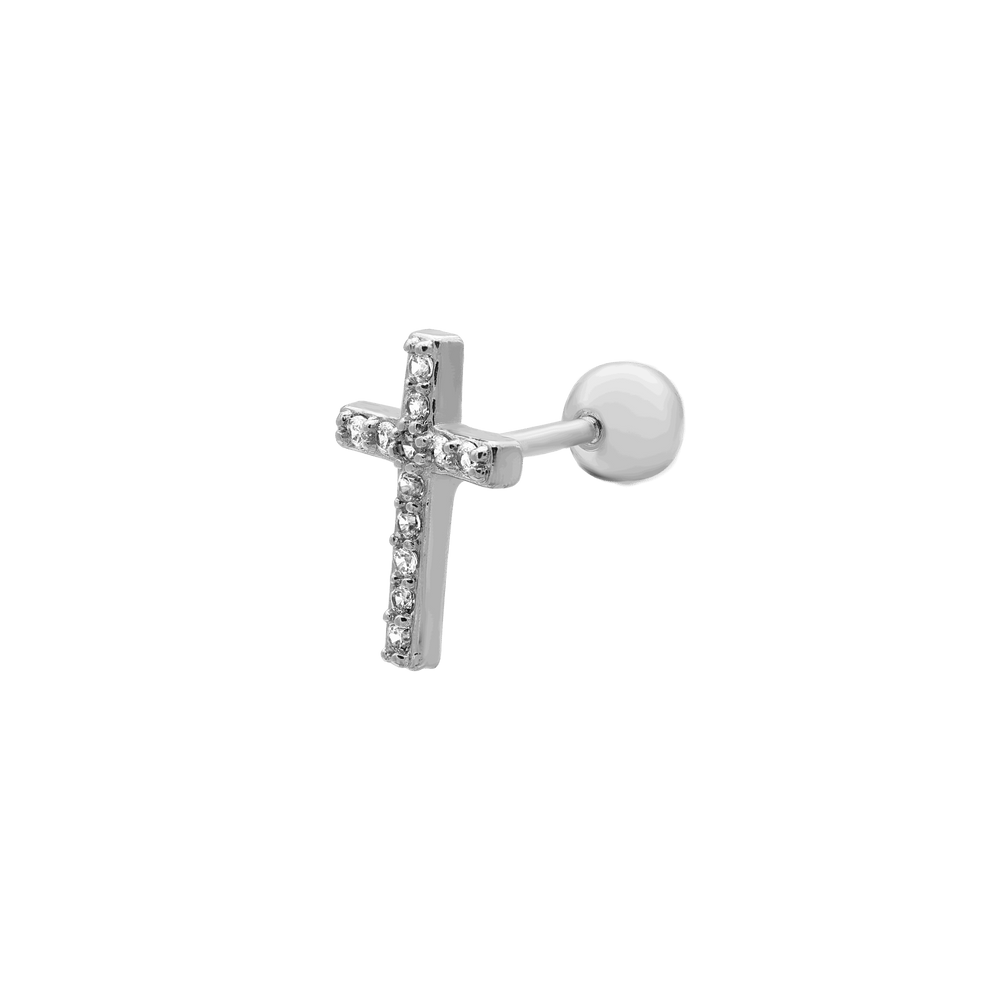 Cross Ohr Piercing 14K Vergoldet