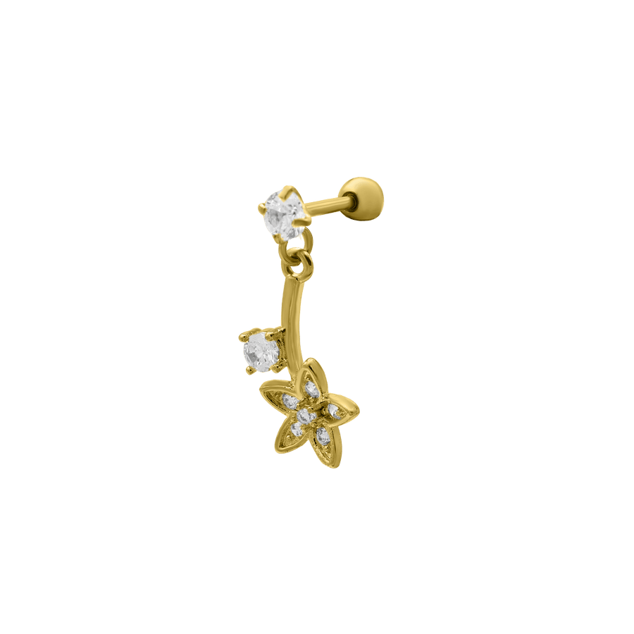 Dangling Stone Star Ohr Piercing 14K Vergoldet