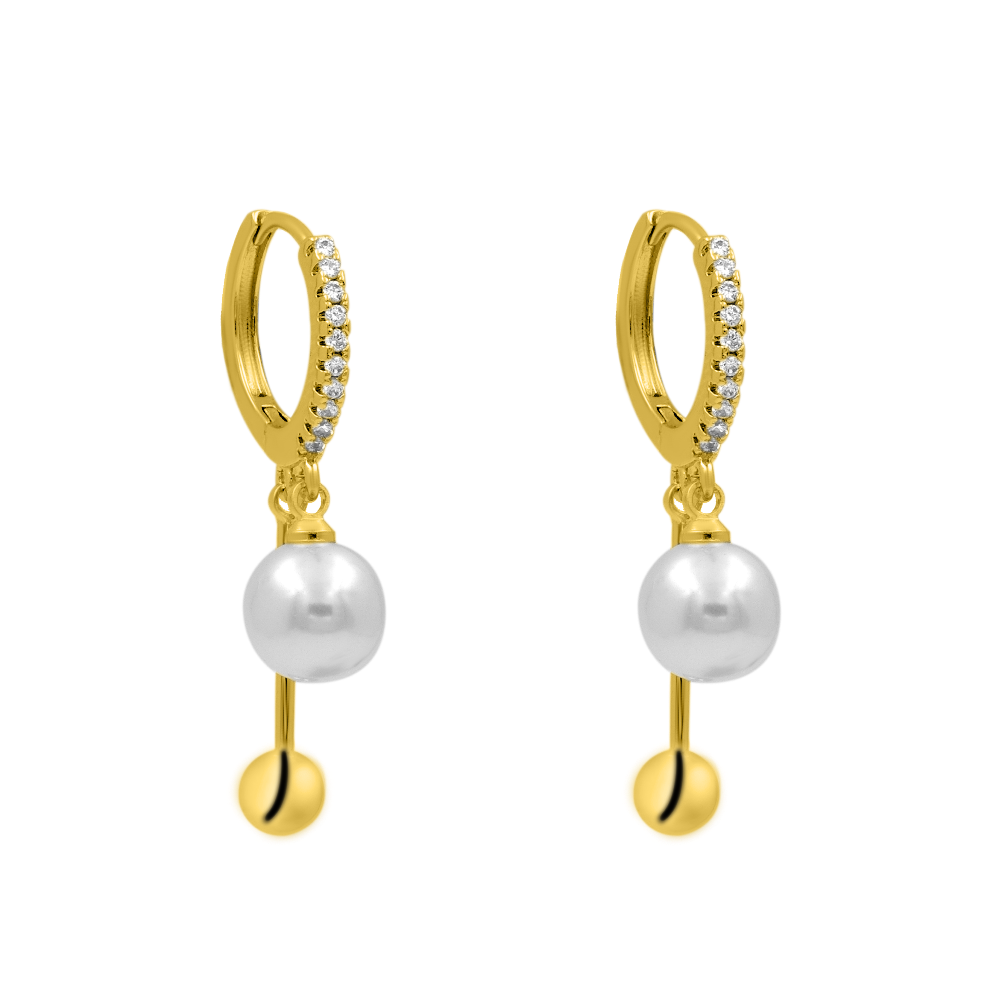 Dangle Pearl Ohrring 14K Vergoldet