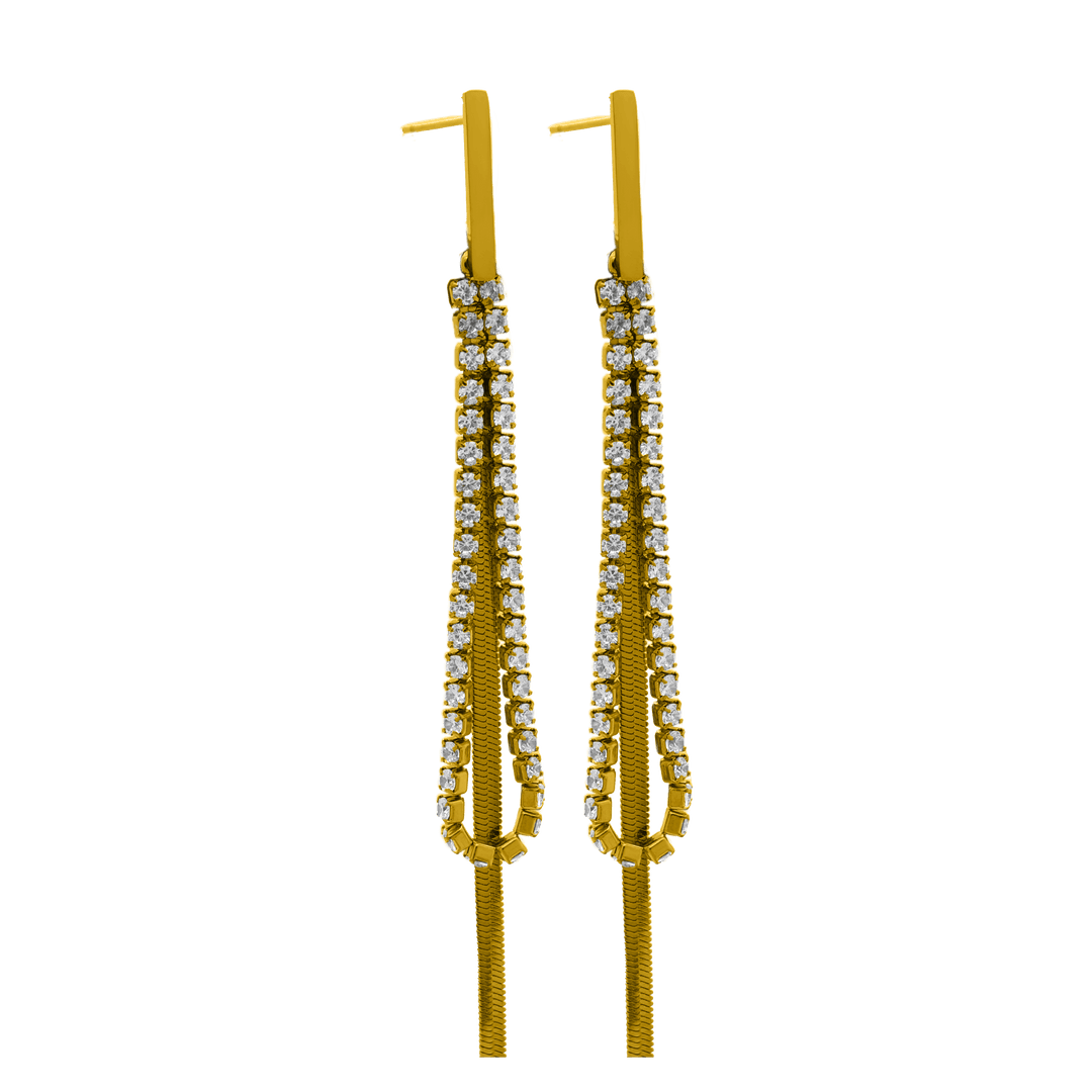 Sleek Stone Ohrstecker 14K Vergoldet - Saini Jewelry