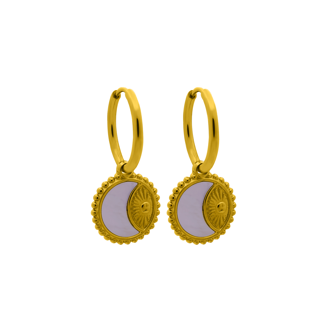 Perlmutt Halfmoon Hoop 14K Vergoldet - Saini Jewelry