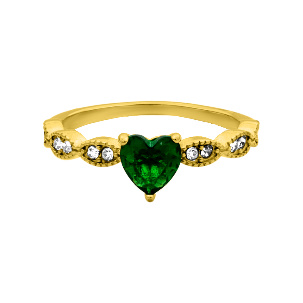 Emerald Neverending Heart Ring 14K Vergoldet