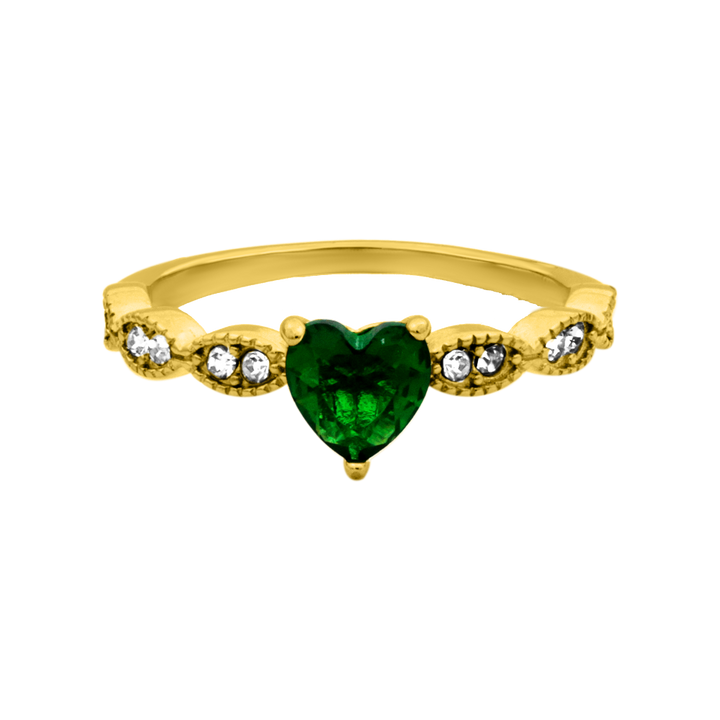 Emerald Neverending Heart Ring 14K Vergoldet