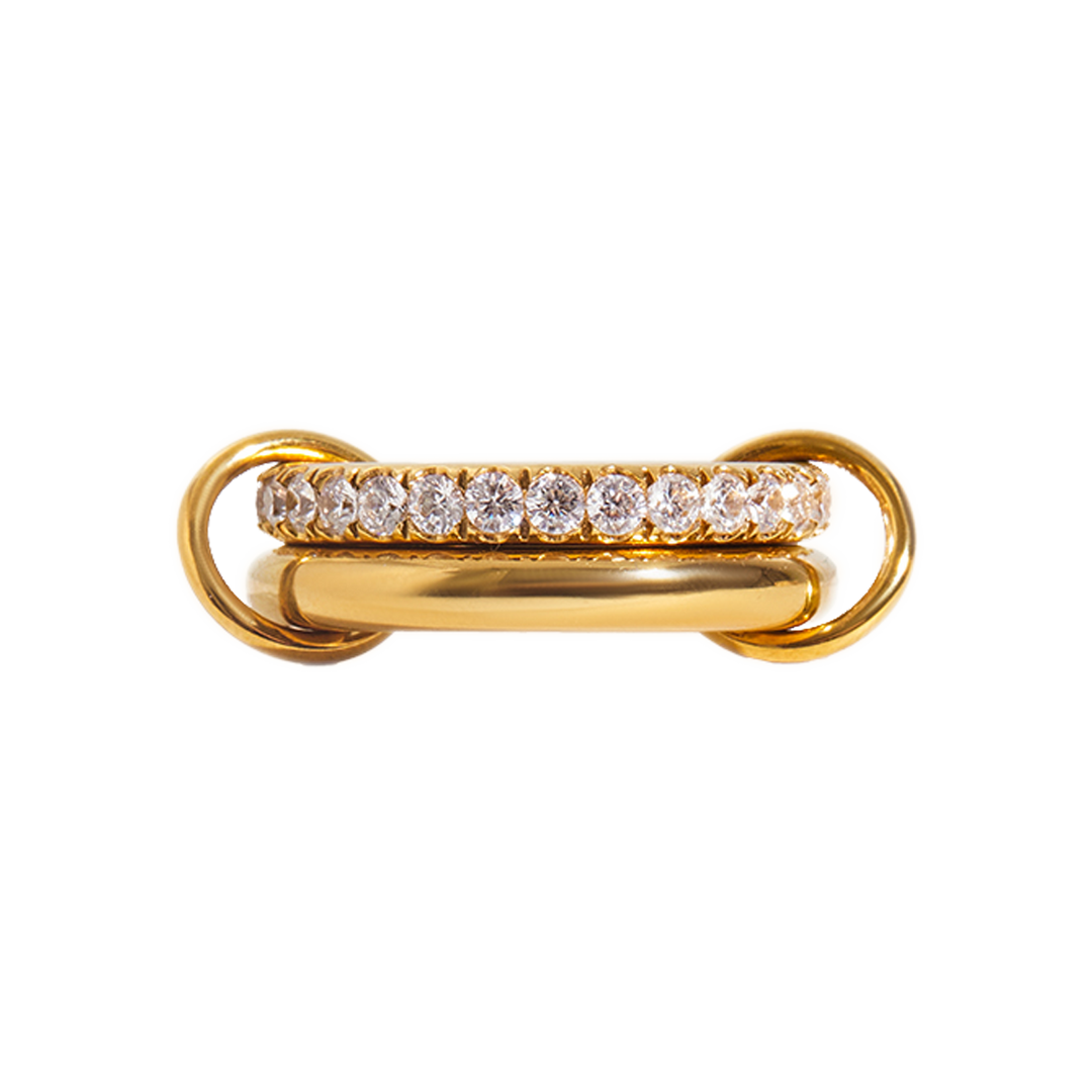 Crystal Halo Duo Ring 18K Vergoldet