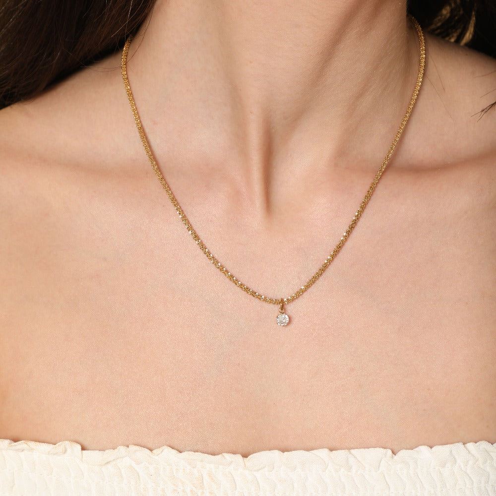 Sparkle Stone Kette 14K Vergoldet