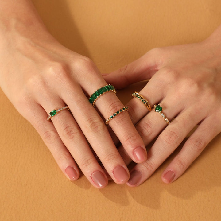 Emerald Pearl Ring 14K Vergoldet