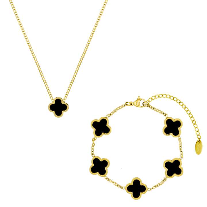 Black Classic Clover Set 18K Vergoldet