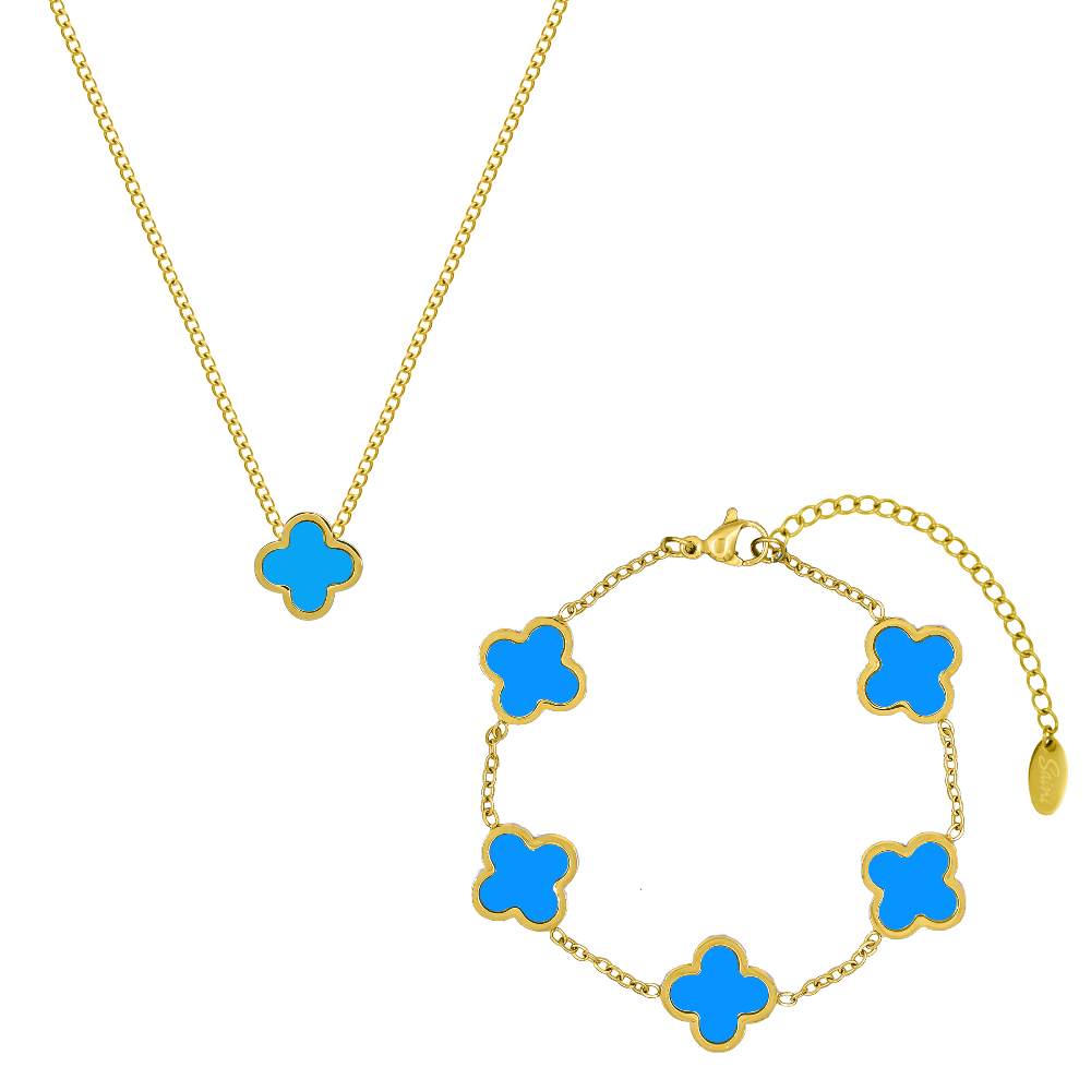 Blue Classic Clover Set 18K Vergoldet