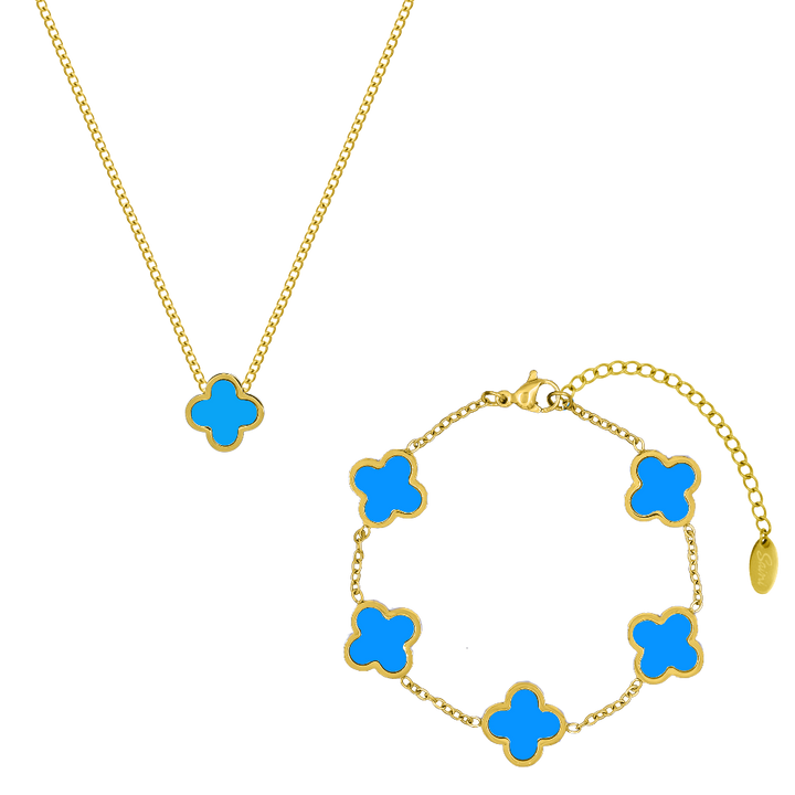 Blue Classic Clover Set 18K Vergoldet